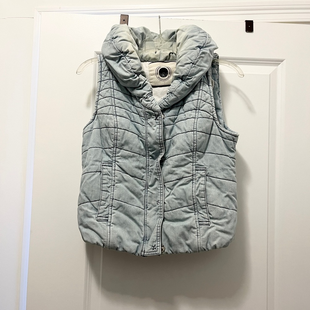 Anthropologie Chambray Denim Puffer Vest - Small